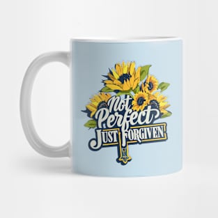Not Perfect Just Forgiven Sunflower Christian Jesus Cross Mug
